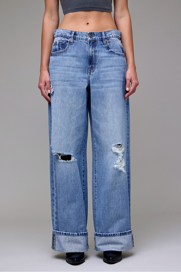 Medium Wash Classic Cuffed Oversized Baggy Jean
